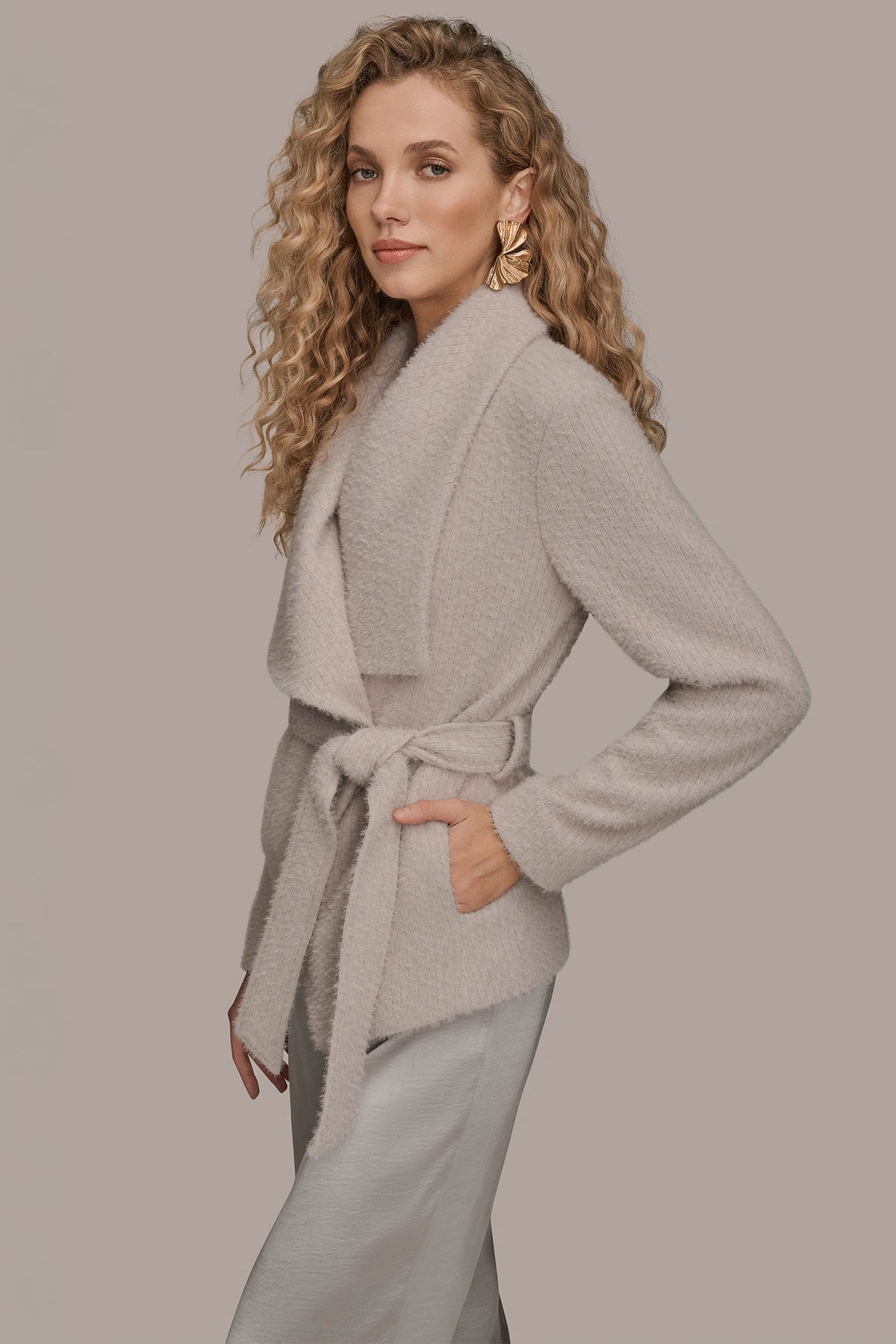 TIE-FRONT WRAP JACKET - VAPOR