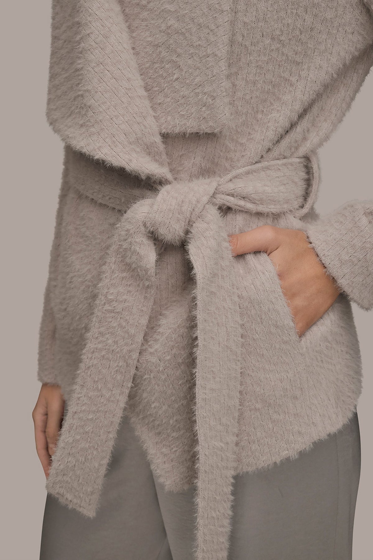 TIE-FRONT WRAP JACKET - VAPOR