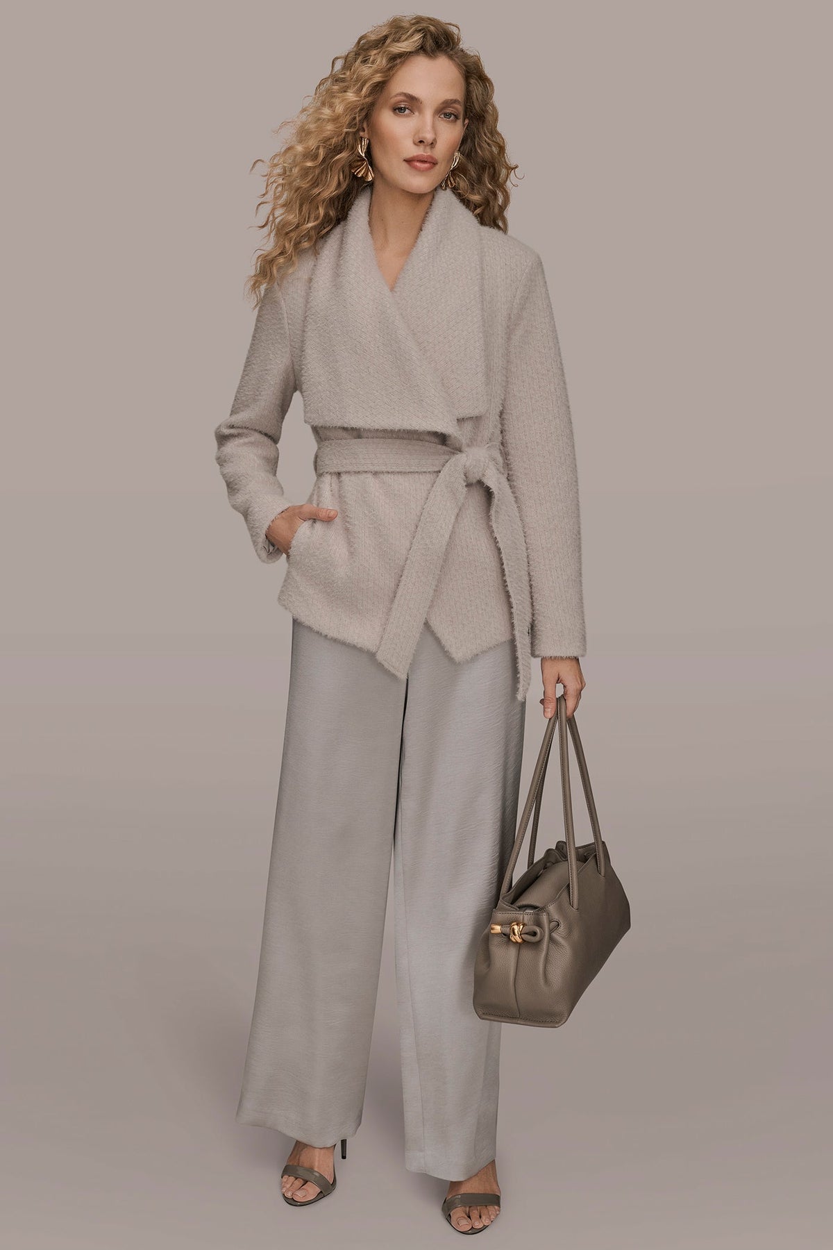TIE-FRONT WRAP JACKET - VAPOR