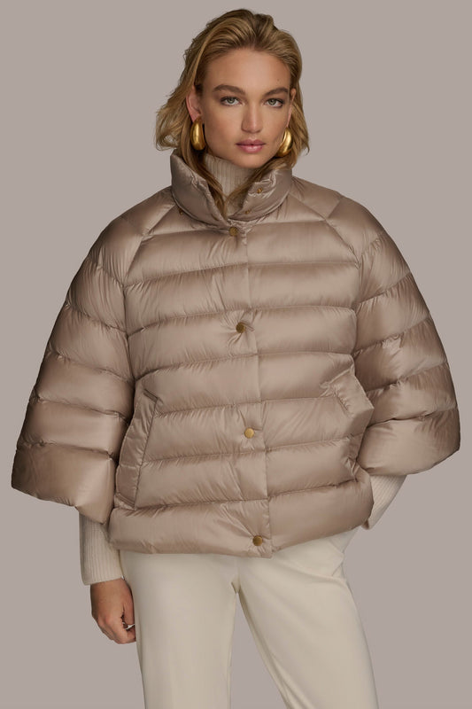 PUFFER CAPE - LATTE