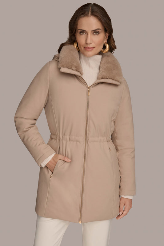 FAUX FUR LINED PUFFER - Barley