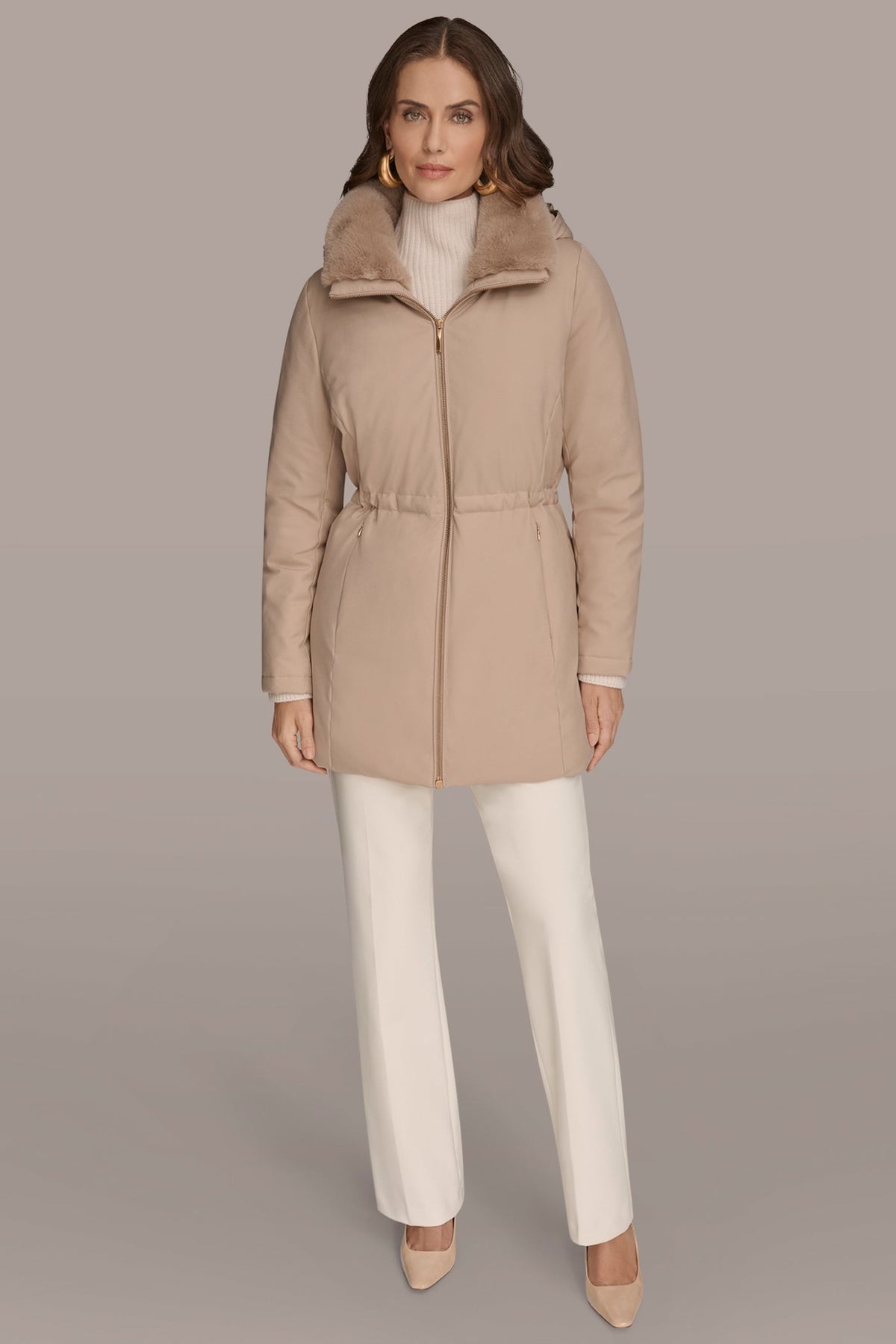 FAUX FUR LINED PUFFER - Barley
