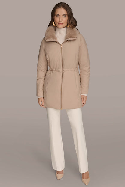 FAUX FUR LINED PUFFER - Barley