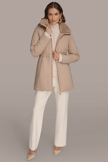 FAUX FUR LINED PUFFER - Barley