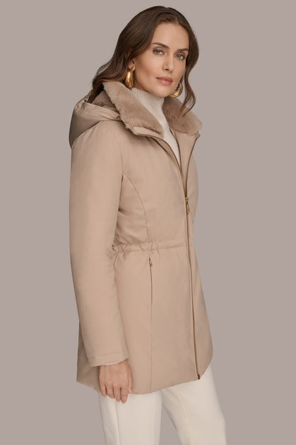 FAUX FUR LINED PUFFER - Barley