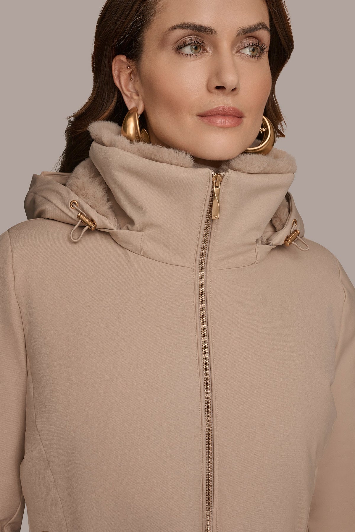 FAUX FUR LINED PUFFER - Barley