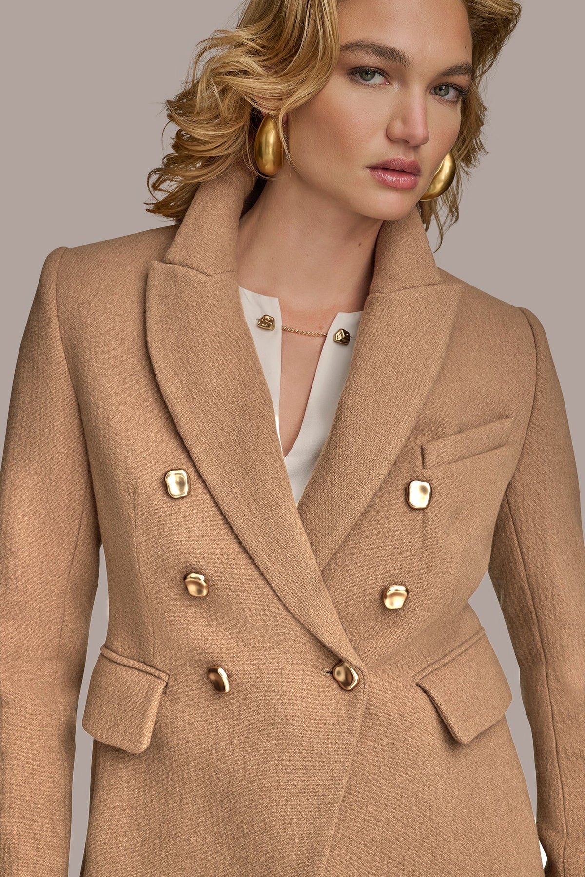 WOOL BLAZER JACKET - CAMEL