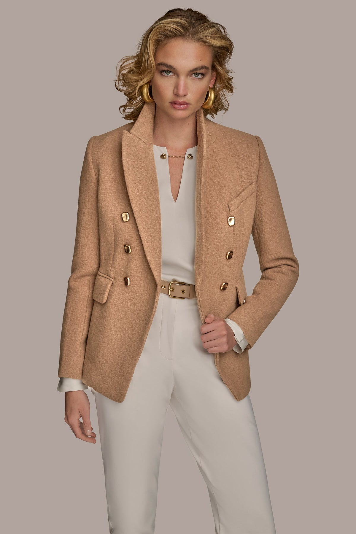 WOOL BLAZER JACKET - CAMEL