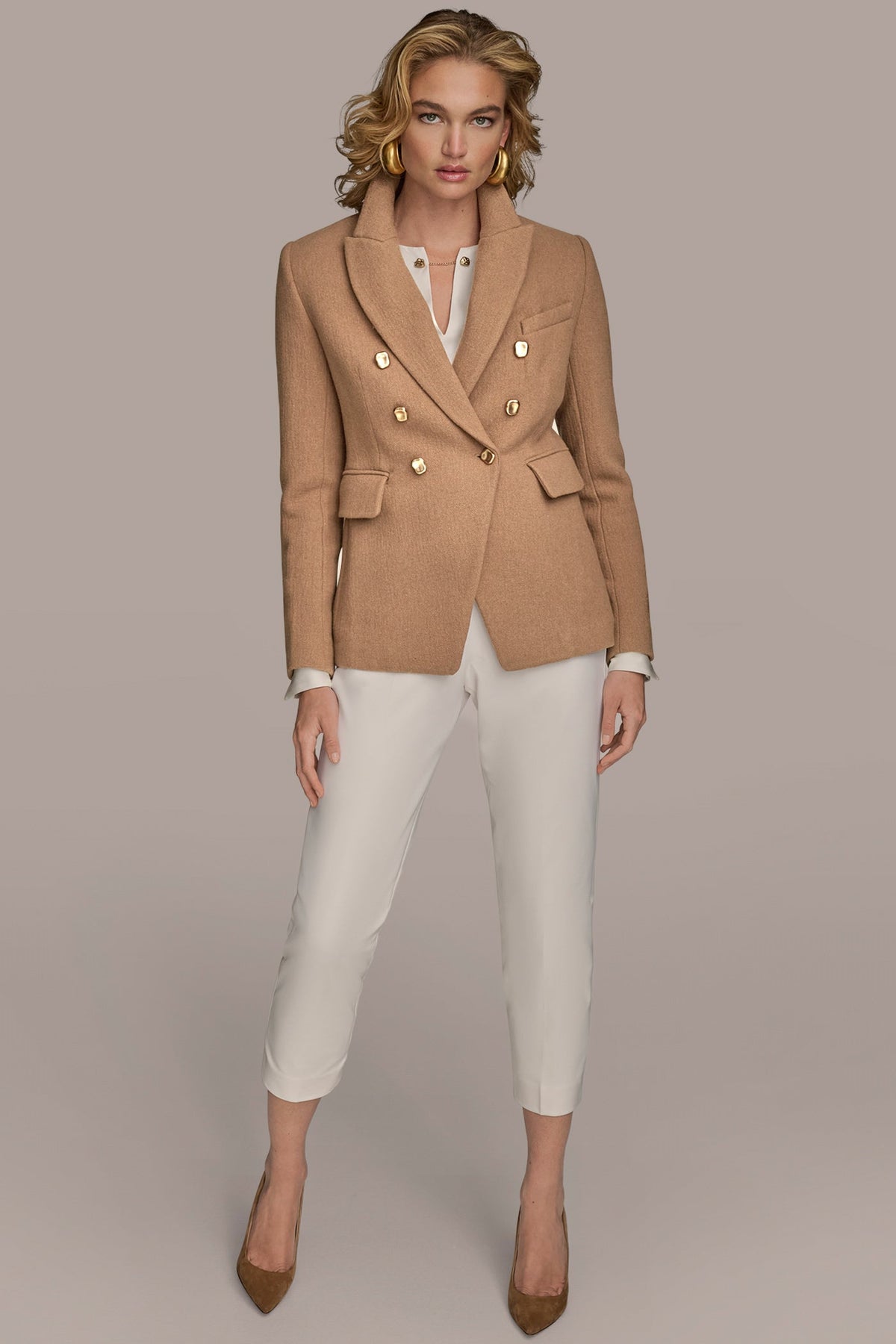 WOOL BLAZER JACKET - CAMEL