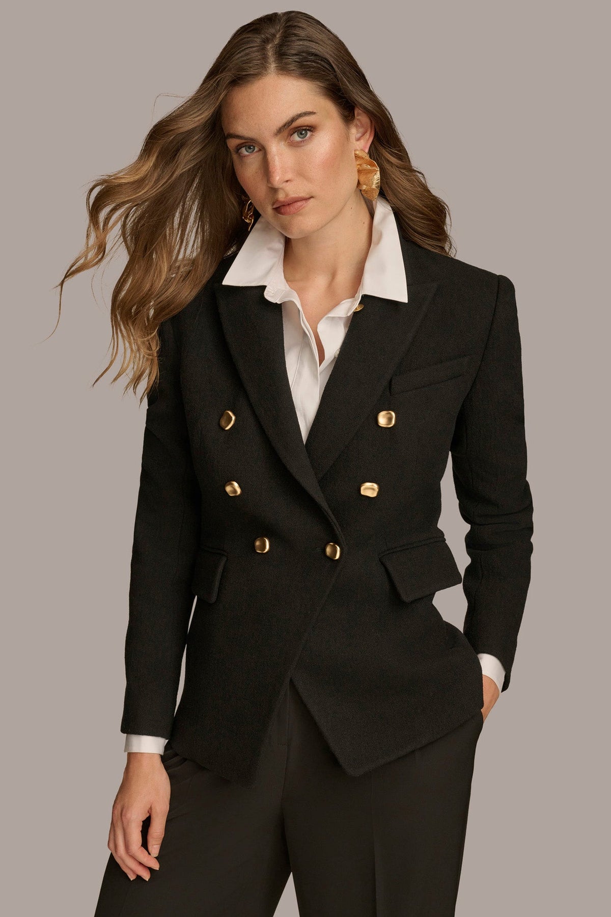 WOOL BLAZER JACKET - Black
