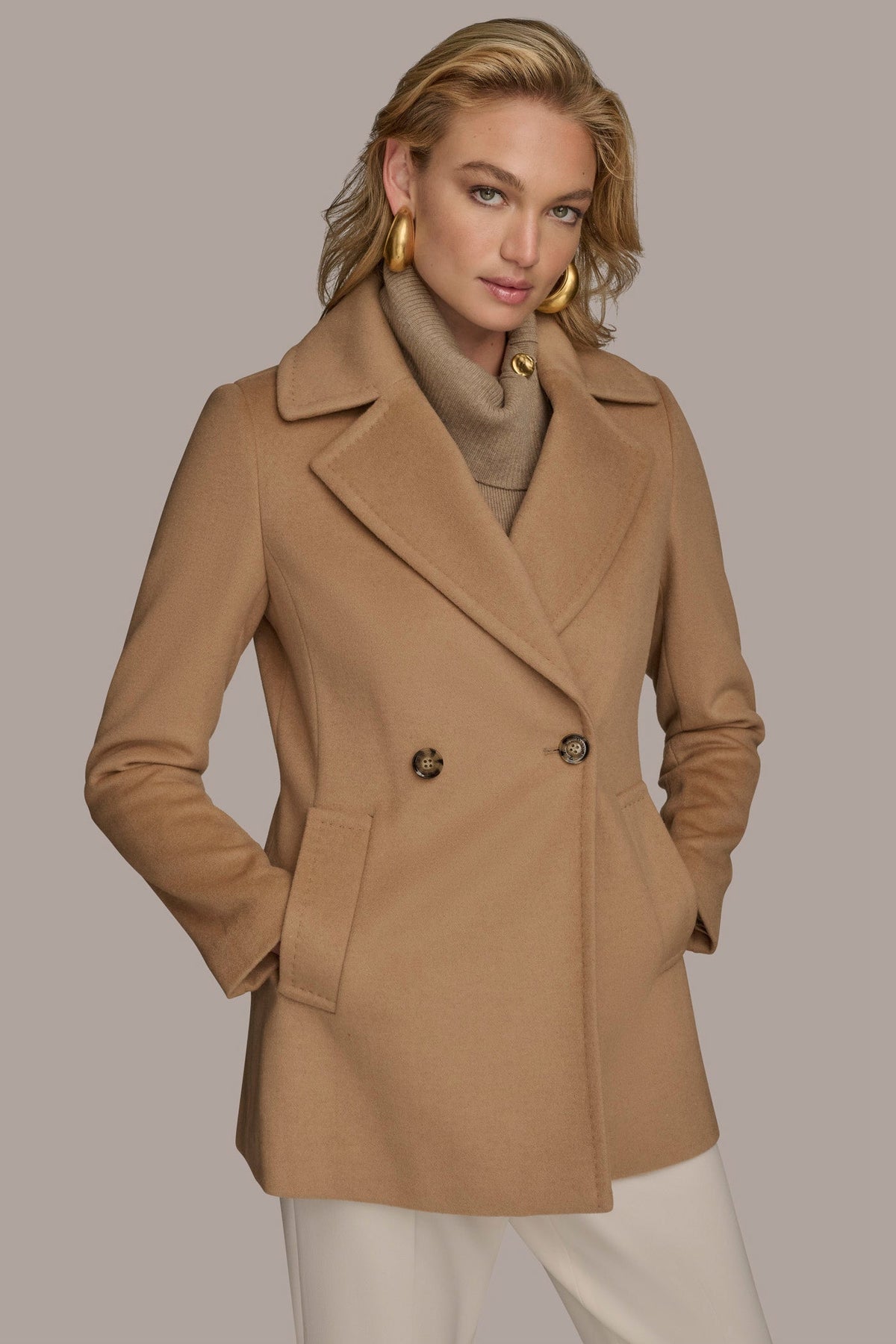 WOOL PEACOAT - CAMEL