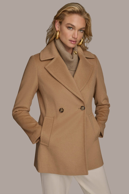 WOOL PEACOAT - CAMEL