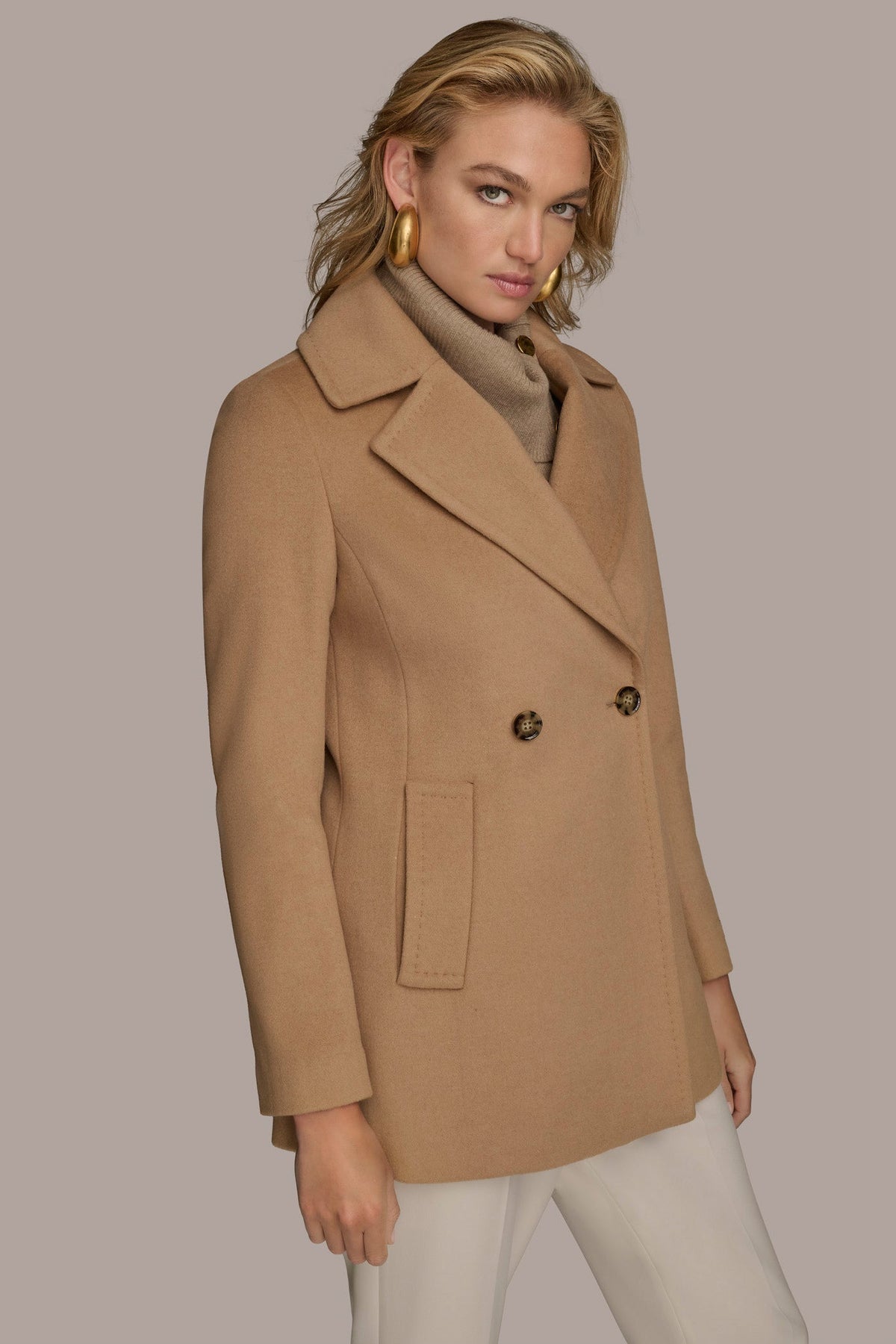 WOOL PEACOAT - CAMEL