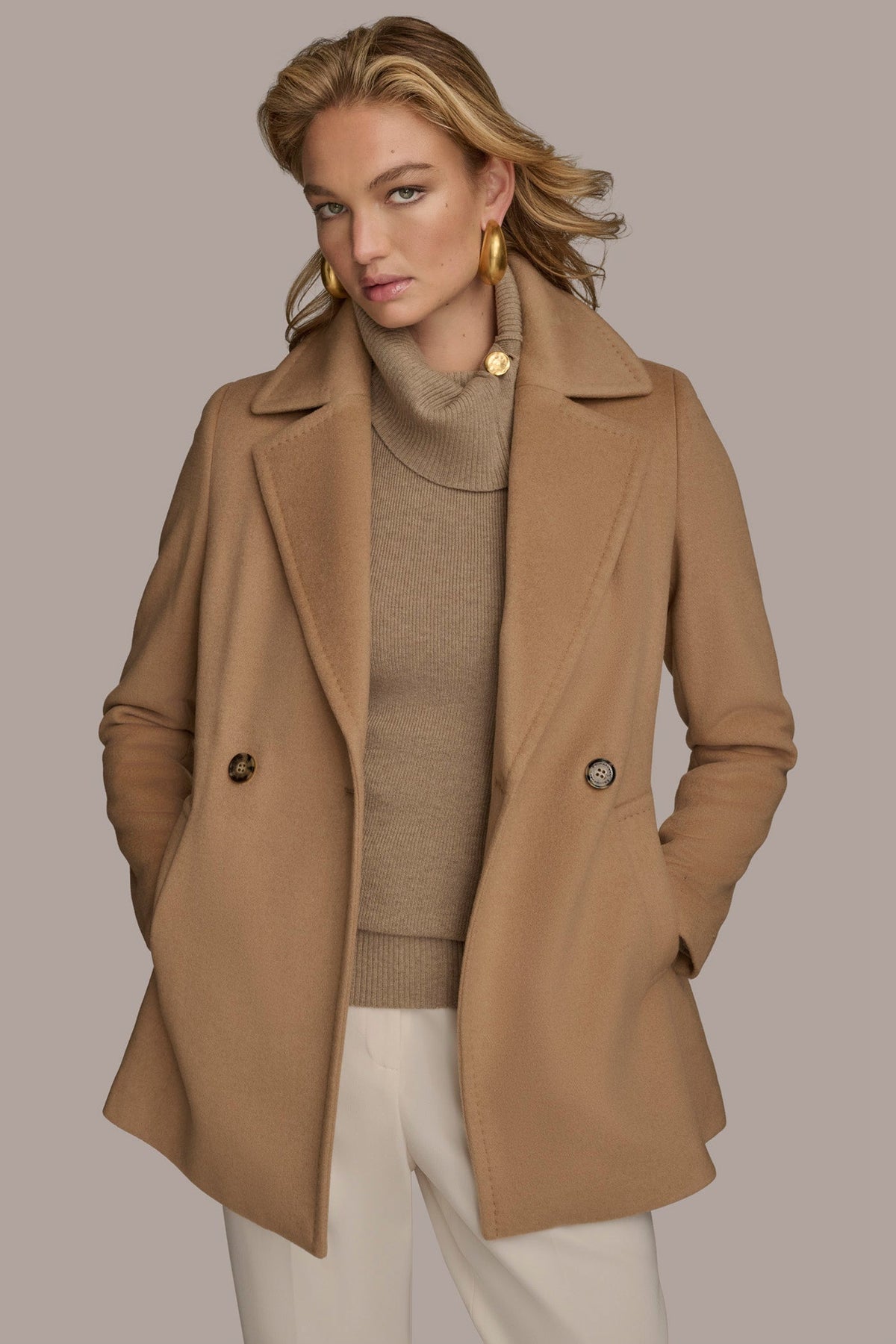 WOOL PEACOAT - CAMEL
