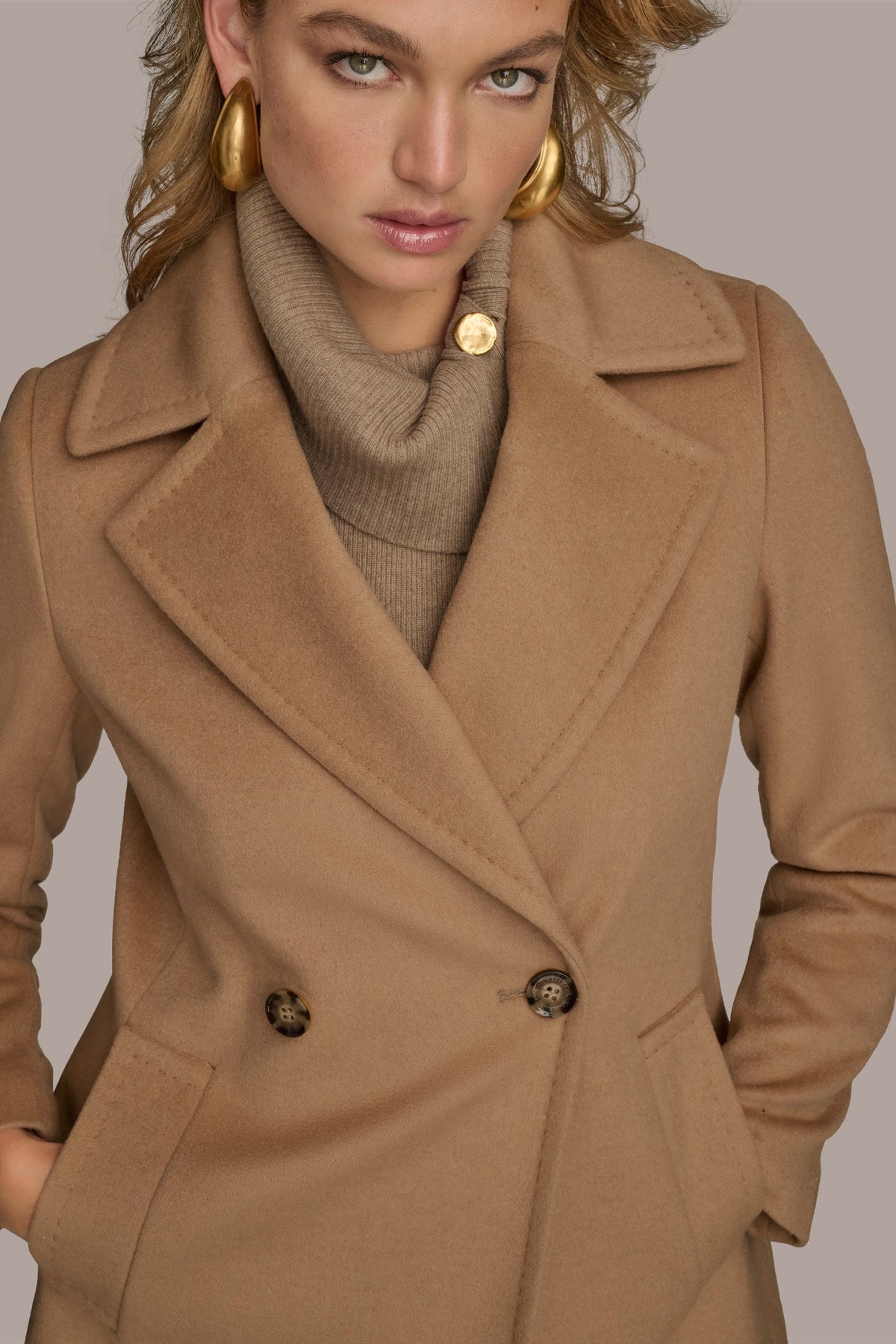 WOOL PEACOAT - CAMEL