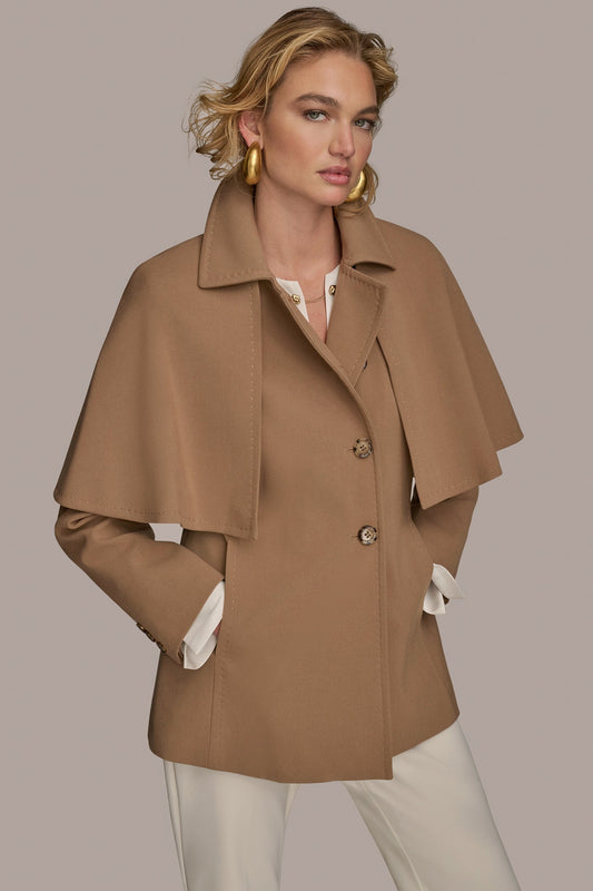 WATER REPELLENT CREPE CAPELET - CAMEL