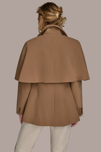 WATER REPELLENT CREPE CAPELET - CAMEL