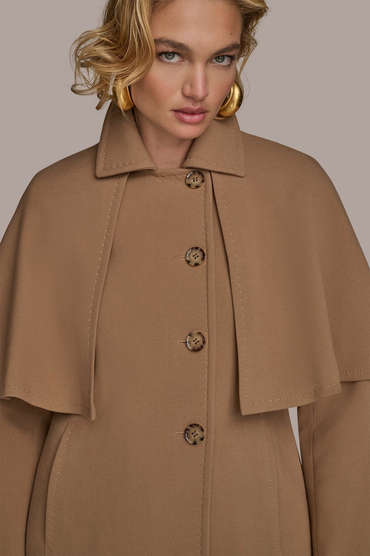 WATER REPELLENT CREPE CAPELET - CAMEL