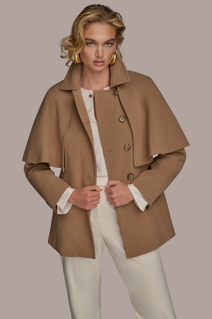 WATER REPELLENT CREPE CAPELET - CAMEL