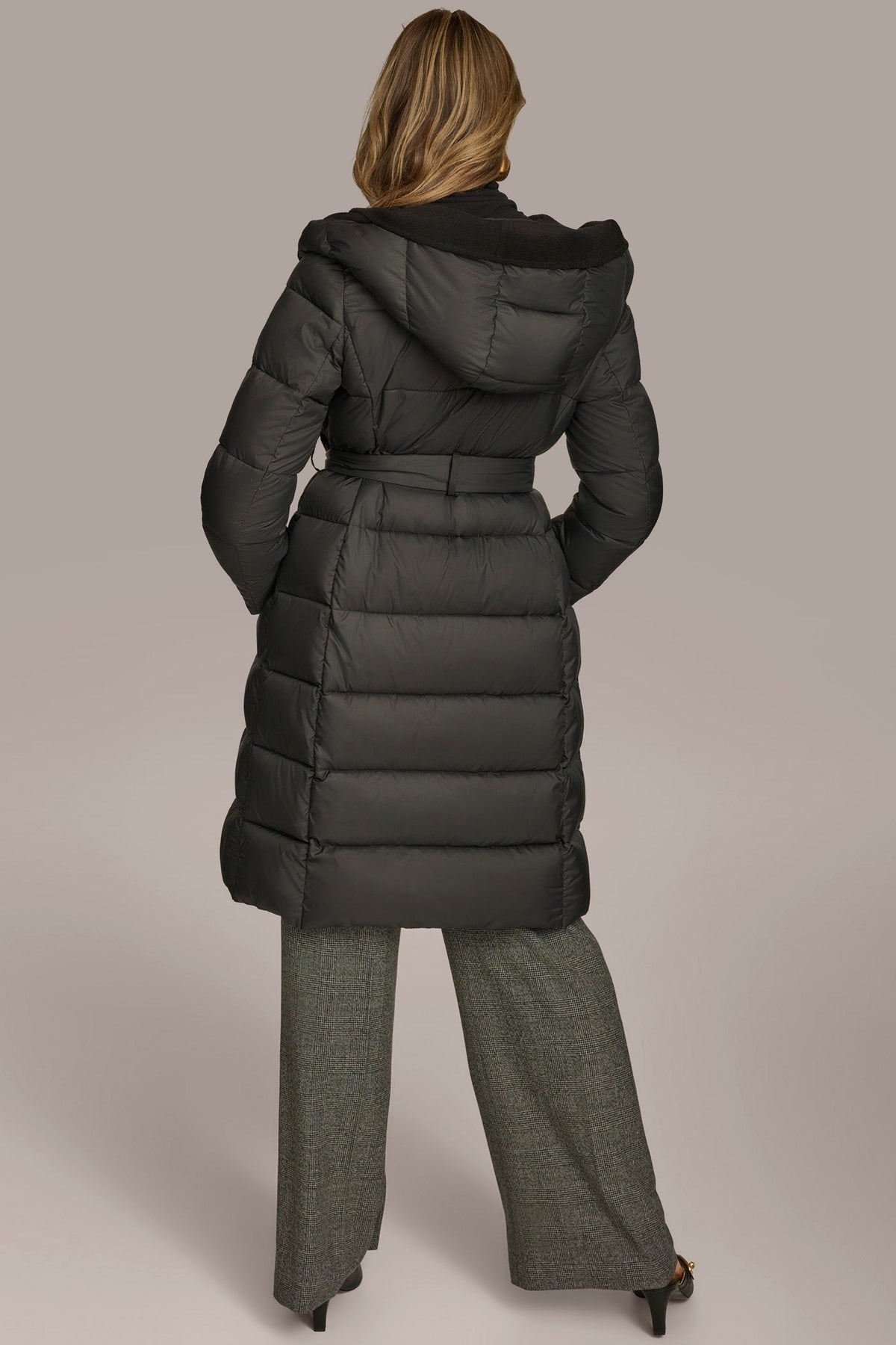 TIE WAIST PUFFER - Black