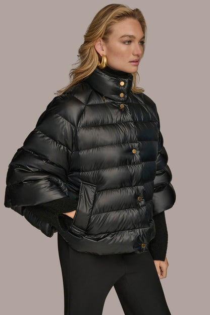 PUFFER CAPE - PEARLIZED BLACK
