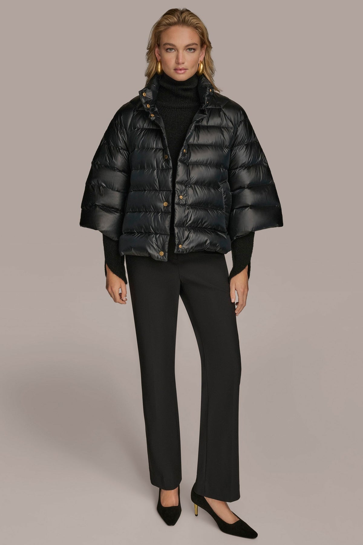 PUFFER CAPE - PEARLIZED BLACK