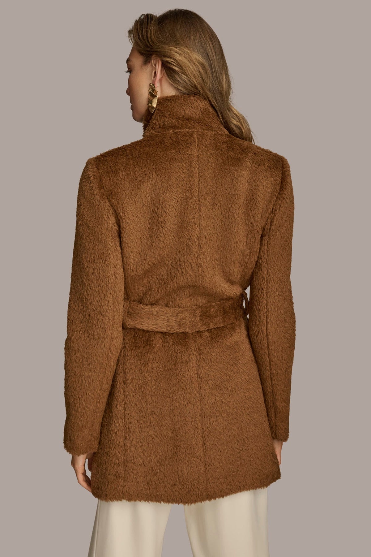 Belted Wool Wrap Coat - TOBACCO