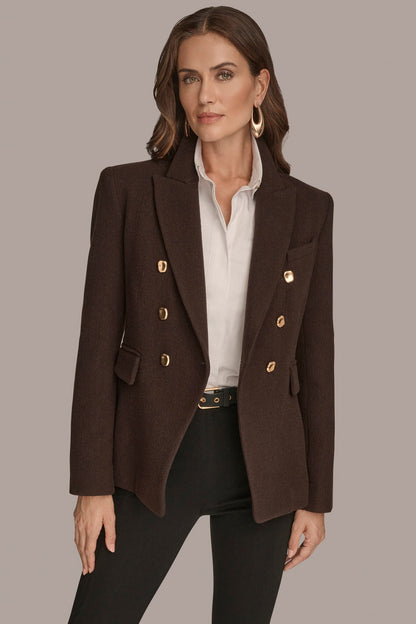 WOOL BLAZER JACKET - CHOCOLATE