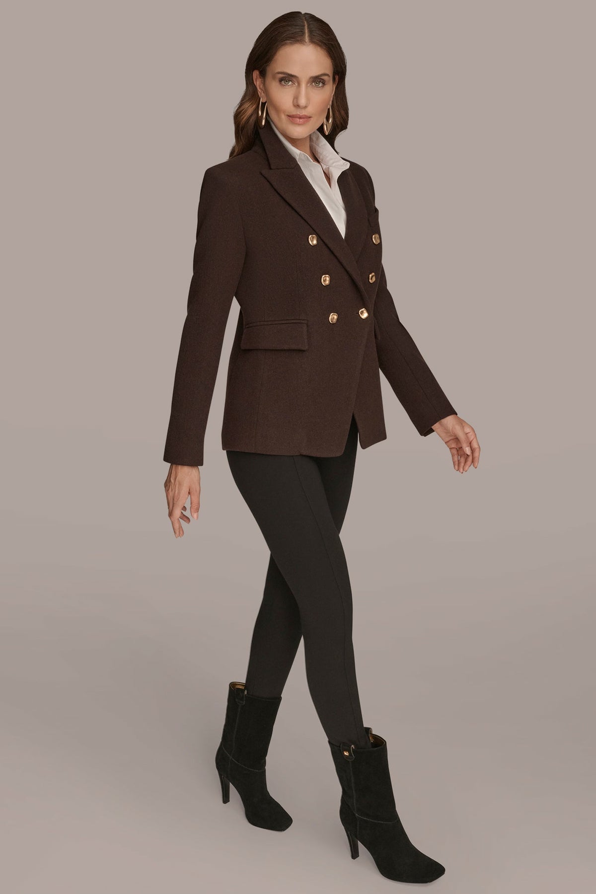 WOOL BLAZER JACKET - CHOCOLATE