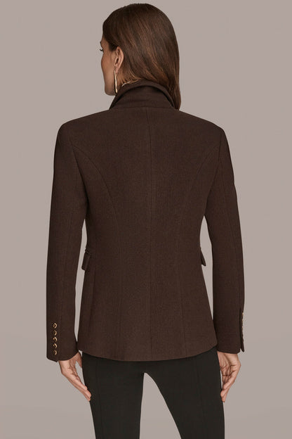 WOOL BLAZER JACKET - CHOCOLATE