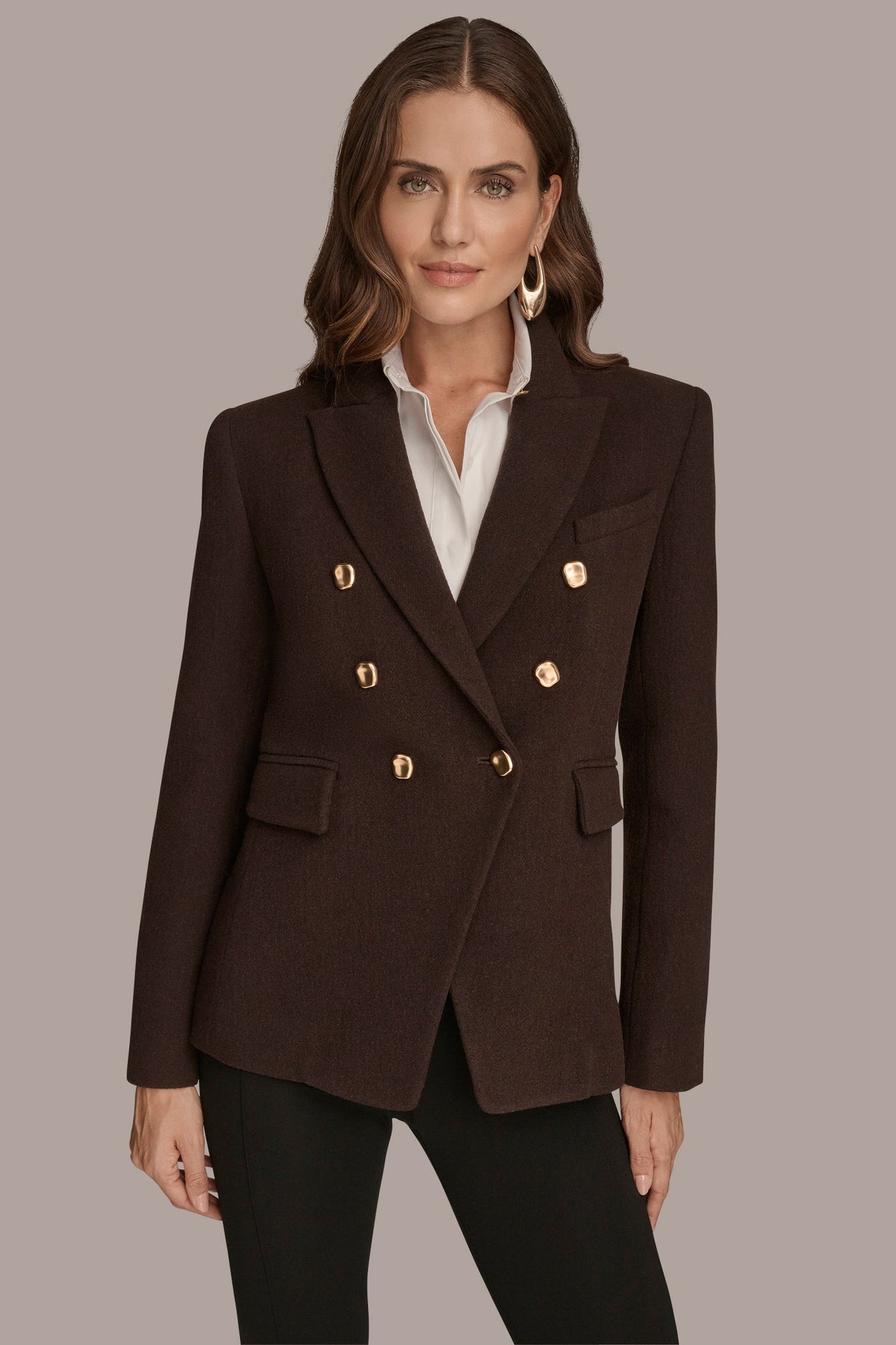 WOOL BLAZER JACKET - CHOCOLATE