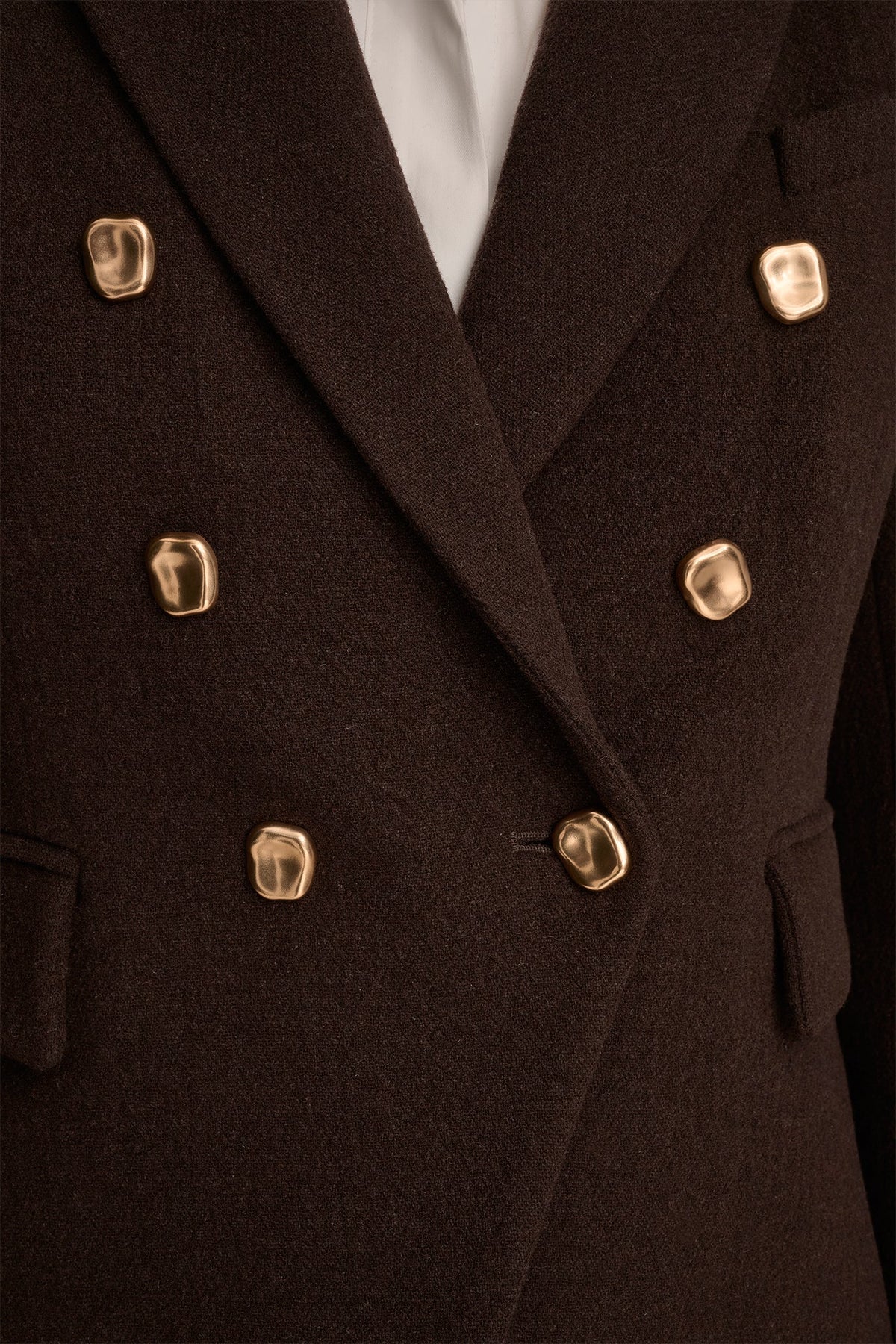 WOOL BLAZER JACKET - CHOCOLATE