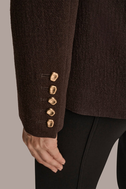 WOOL BLAZER JACKET - CHOCOLATE