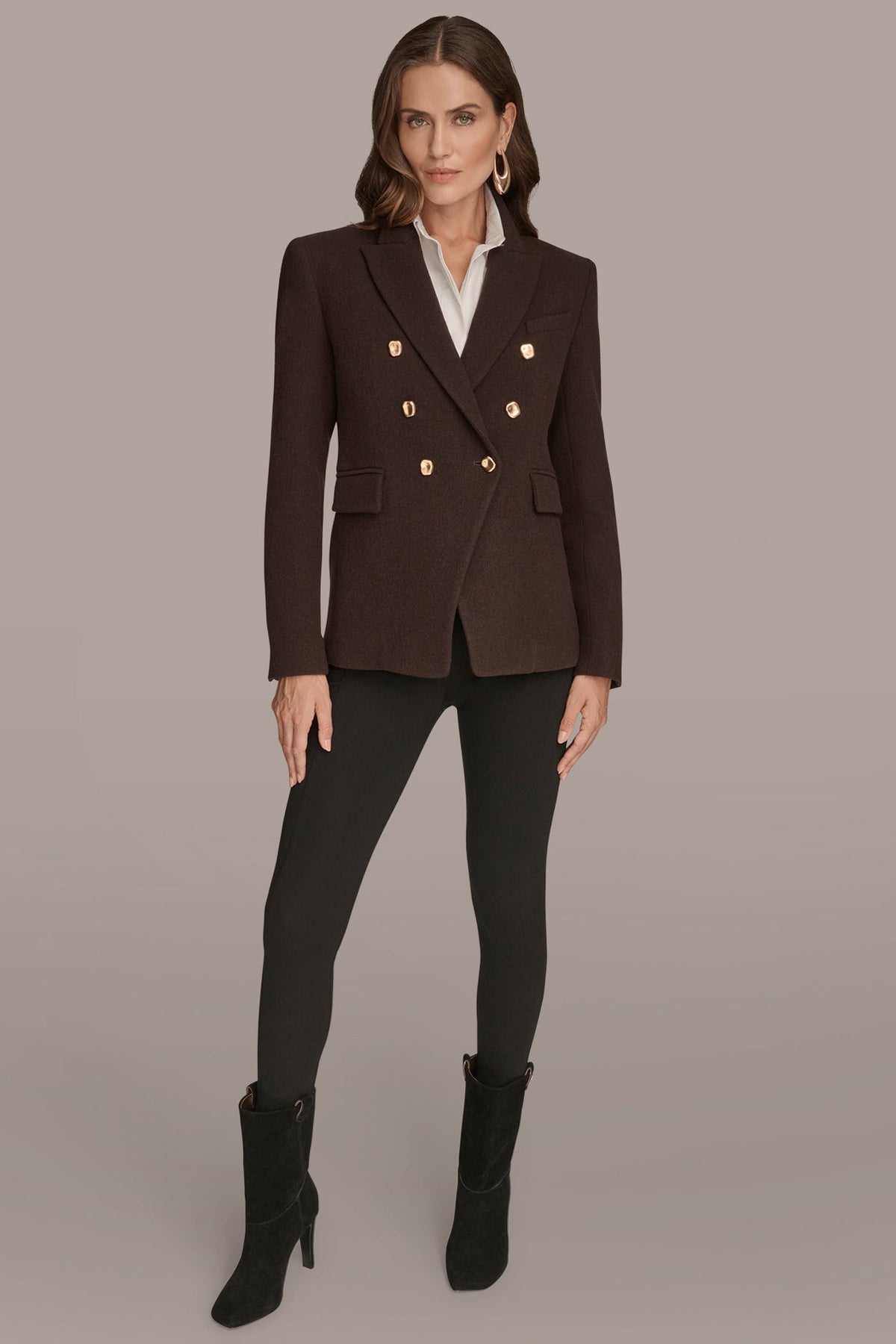 WOOL BLAZER JACKET - CHOCOLATE