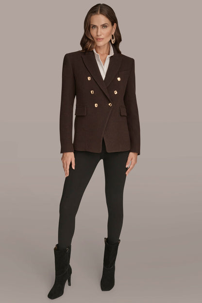 WOOL BLAZER JACKET - CHOCOLATE