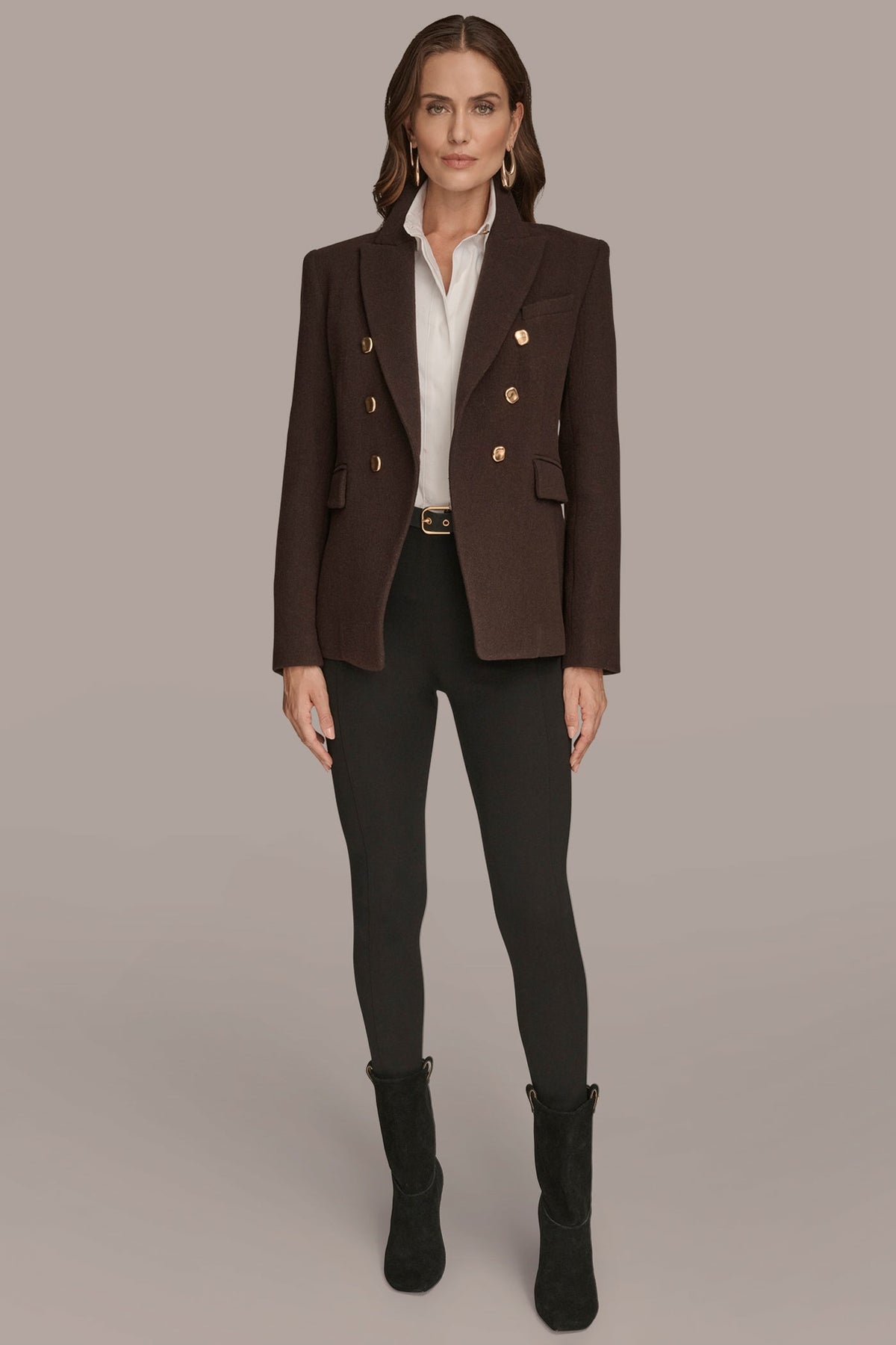 WOOL BLAZER JACKET - CHOCOLATE