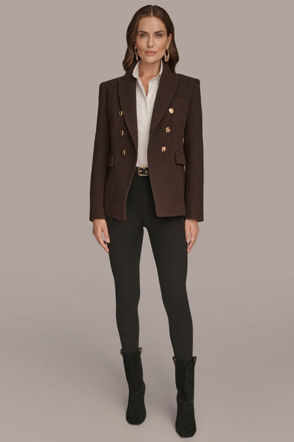WOOL BLAZER JACKET - CHOCOLATE