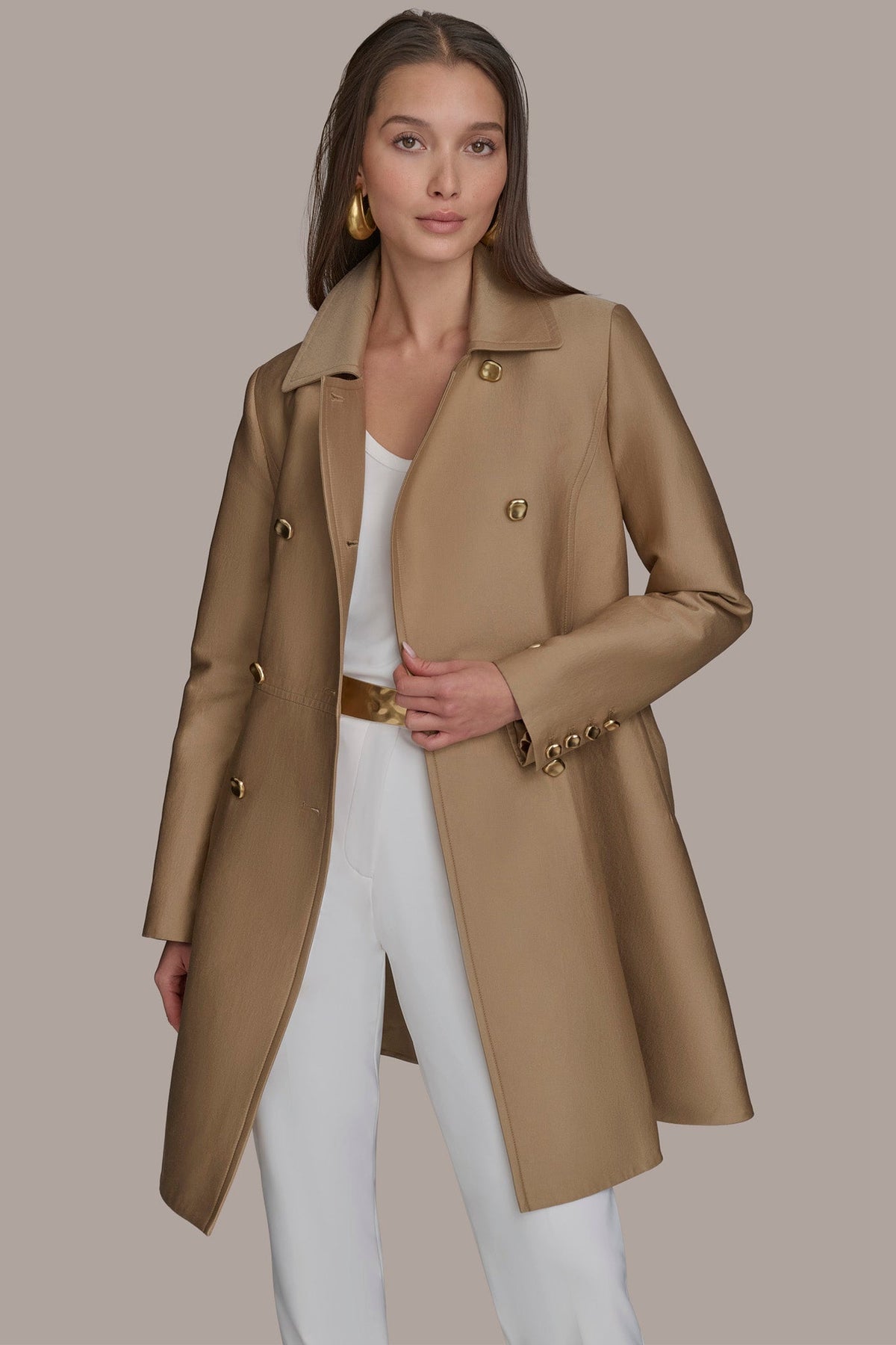 RAIN TRENCH COAT - HAZELNUT