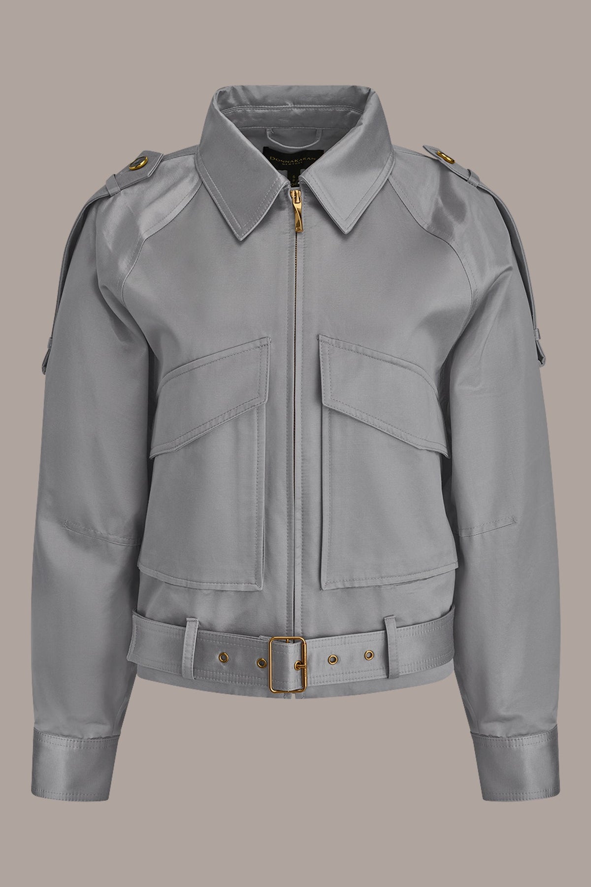 COTTON-BLEND SATIN BIKER JACKET - VAPOR