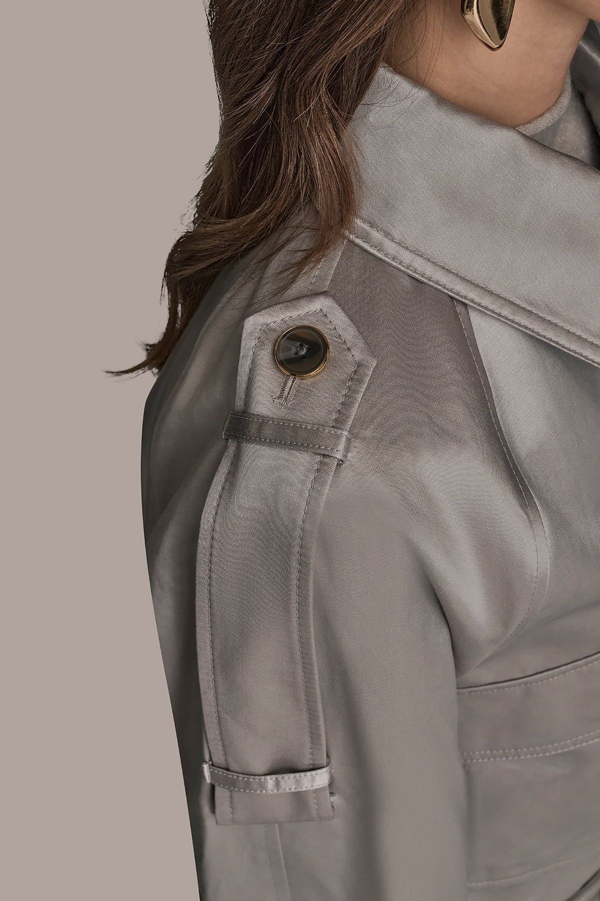 COTTON-BLEND SATIN BIKER JACKET - VAPOR