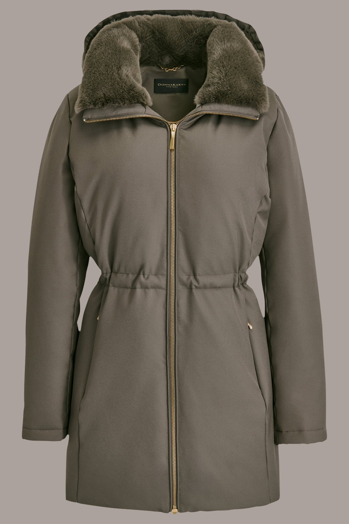 FAUX FUR LINED PUFFER - Hickory