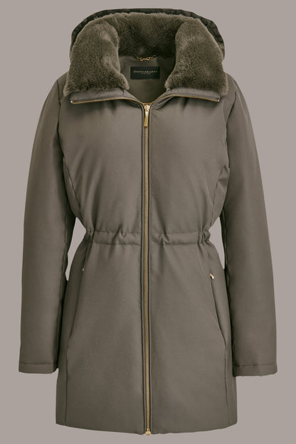 FAUX FUR LINED PUFFER - Hickory