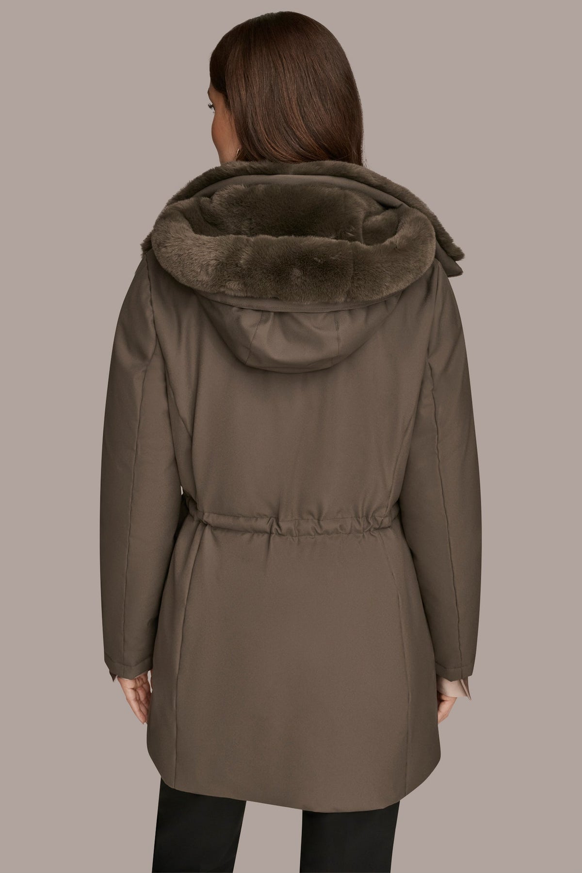 FAUX FUR LINED PUFFER - Hickory