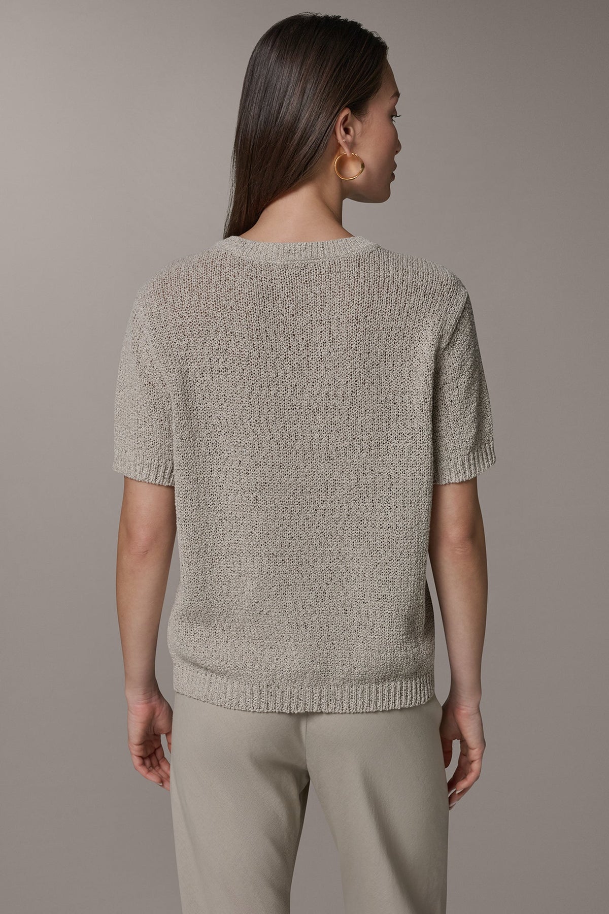 SHORT SLEEVE MÉLANGE EASY SWEATER - Sandstone Multi