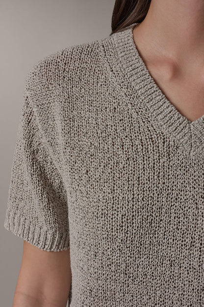 SHORT SLEEVE MÉLANGE EASY SWEATER - Sandstone Multi