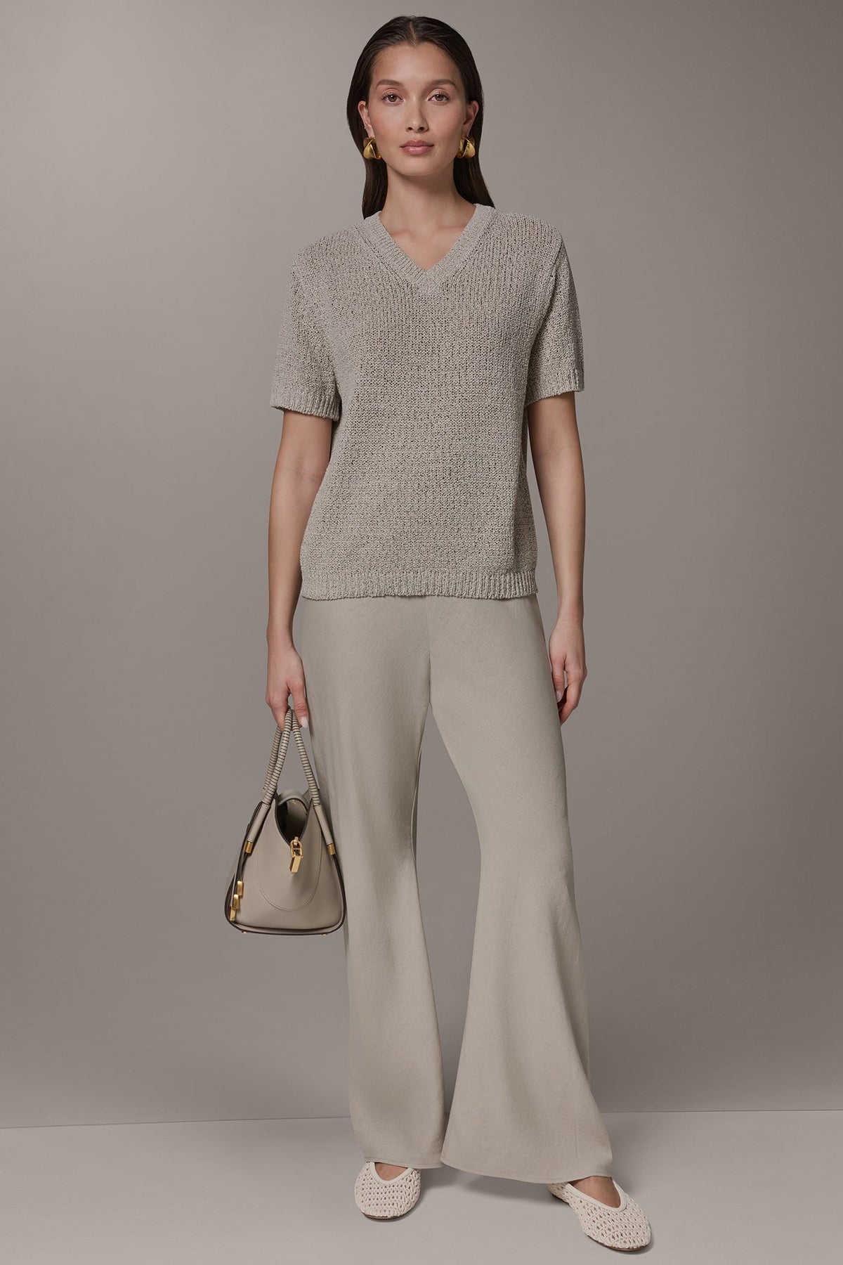 SHORT SLEEVE MÉLANGE EASY SWEATER - Sandstone Multi