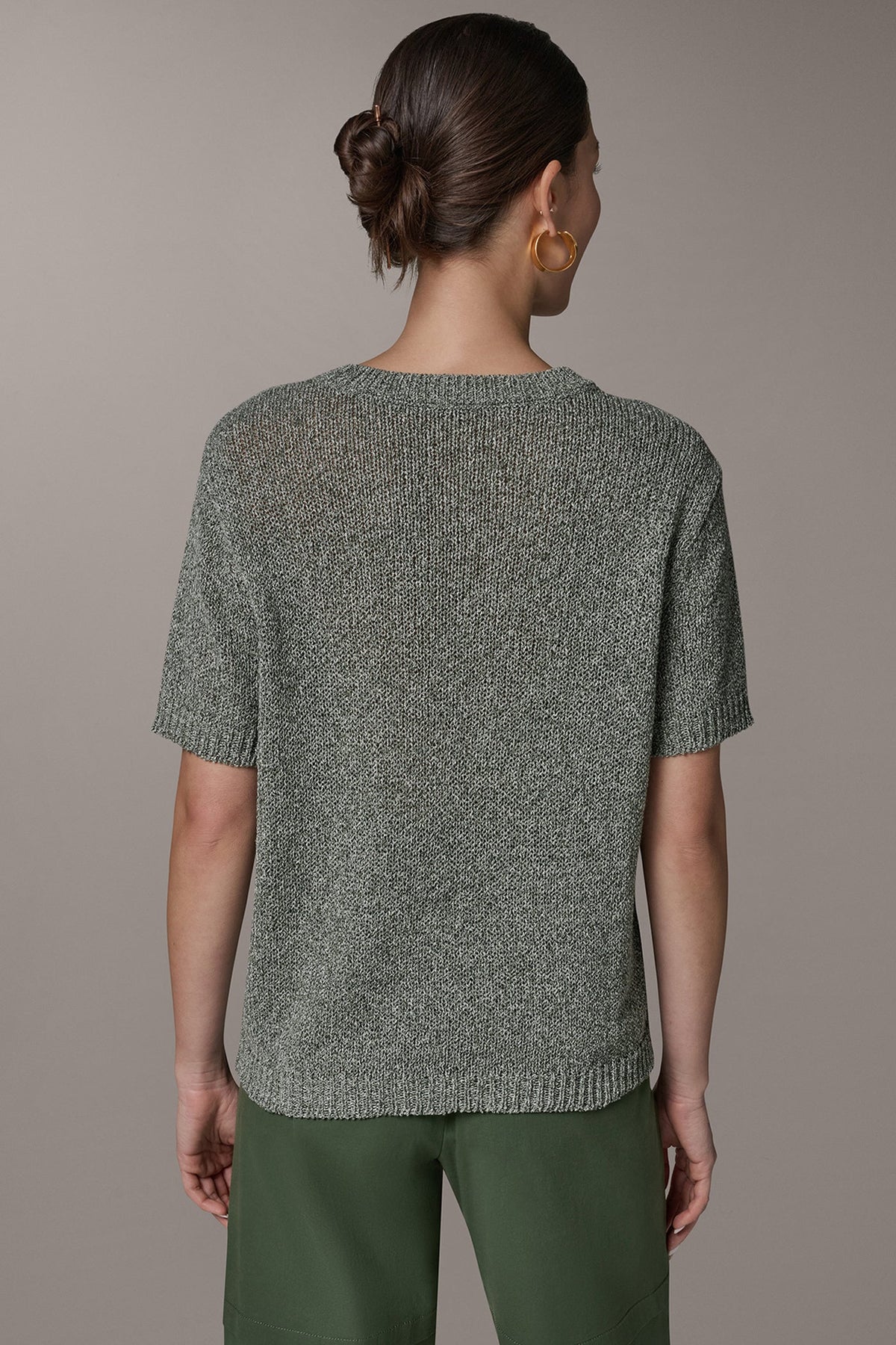 SHORT SLEEVE MÉLANGE EASY SWEATER - Verde Multi