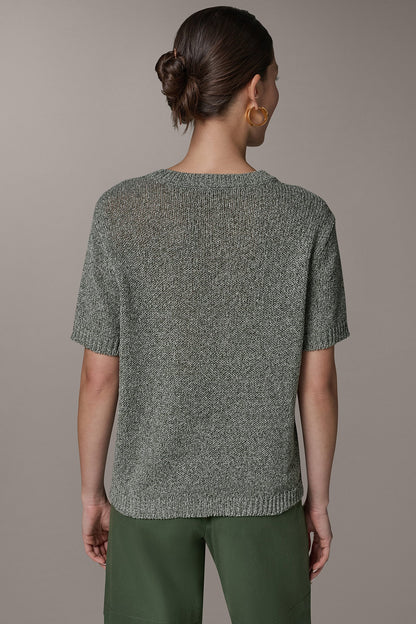 SHORT SLEEVE MÉLANGE EASY SWEATER - Verde Multi