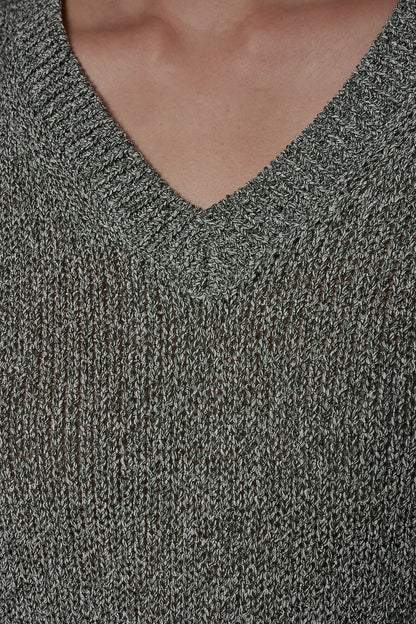 SHORT SLEEVE MÉLANGE EASY SWEATER - Verde Multi