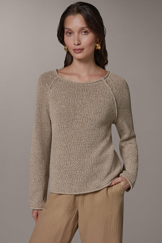 LONG SLEEVE EASY SWEATER - Fawn